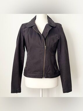 Levi's Women's Black Cotton Moto Jacket XS Slim Fit Round Collar Lightweight